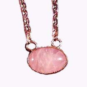 PINK AGATE STERLING SILVER NECKLACE, TAG ON, GEM IS 1 INCH WIDE, 18 INCH STERLIN